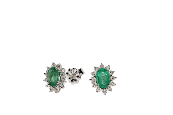 Σκουλαρίκια ροζέτες με πράσινο ζιργκόν