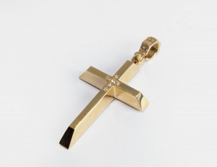 Χρυσός Σταυρός 18 καράτια με Διαμάντια