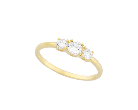 Δαχτυλίδι από Χρυσό 14K με Τρεις Λευκές Πέτρες