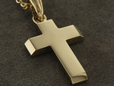 Χρυσός Βαπτιστικός Σταυρός 14K με Λιτή Γυαλιστερή Επιφάνεια