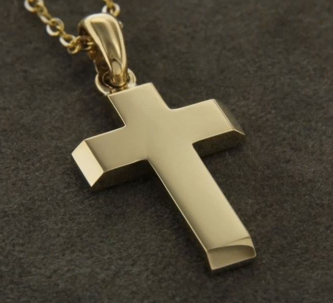 Χρυσός Βαπτιστικός Σταυρός 14K με Λιτή Γυαλιστερή Επιφάνεια