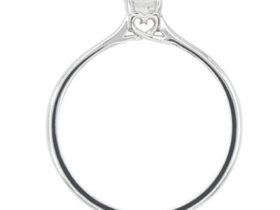 Λευκόχρυσο Μονόπετρο με Καρδιά & Κεντρικό Διαμάντι