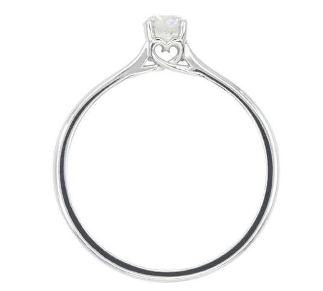 Λευκόχρυσο Μονόπετρο με Καρδιά & Κεντρικό Διαμάντι