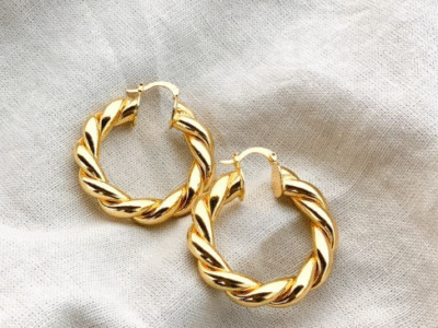 Σκουλαρίκια κρίκοι στριφτοί χρυσοί 9 καράτια