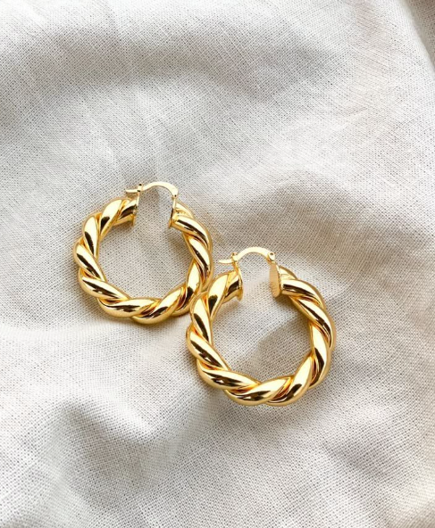 Σκουλαρίκια κρίκοι στριφτοί χρυσοί 9 καράτια