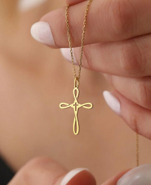 Χρυσός Minimal Σταυρός με Αέρινο Σχεδιασμό