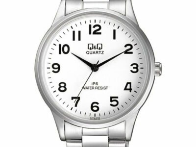 Q&Q Ανδρικό Ρολόι 42mm Μπαταρίας με Ασημί Μεταλλικό Μπρασελέ C214J204Y