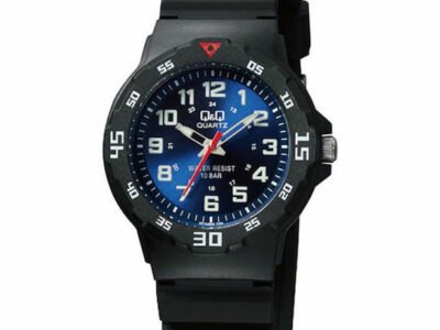 Q&Q Ανδρικό Ρολόι 32mm Μπαταρίας με Μαύρο Καουτσούκ Λουράκι VR19J005