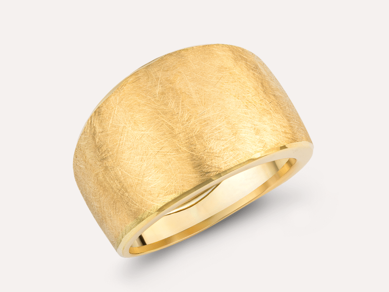 Χρυσό Φαρδύ Δαχτυλίδι με Ματ Σαγρέ Υφή
