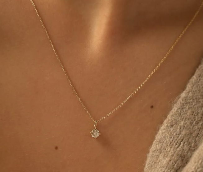 Χρυσό Κολιέ με Μονόπετρο Ζιργκόν